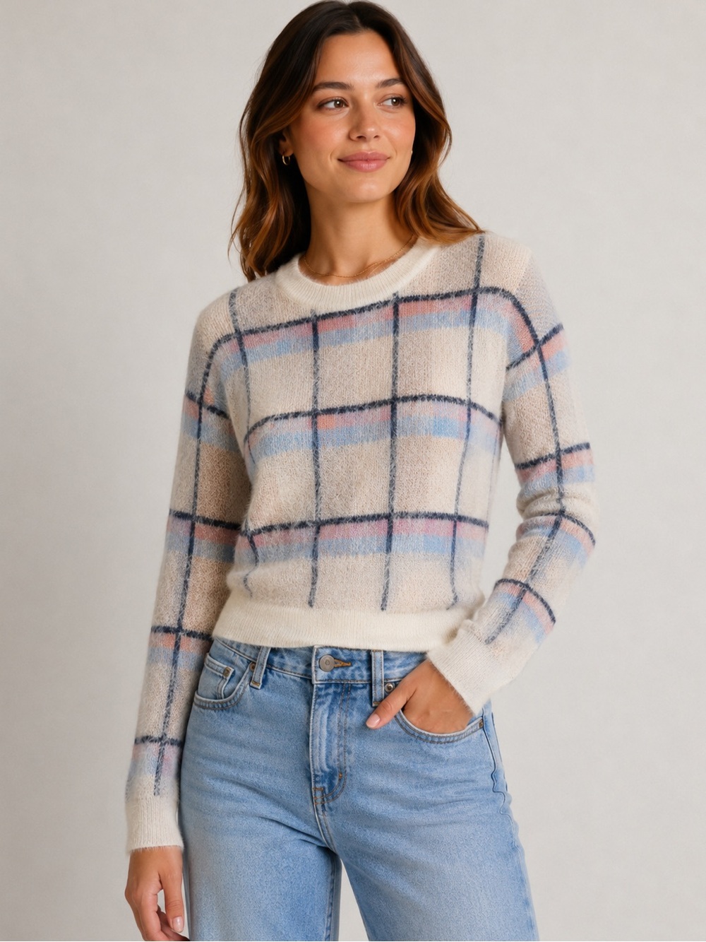 Cyrus Plaid Pastel Sweater